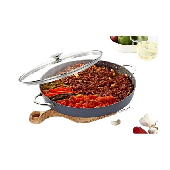 Bonera 36 Cm Cam Kapaklı Pro Plus Granit Balık - Fırın Tepsisi  Pro 1202 - 2