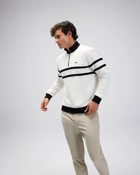 Ellesse Erkek Sweatshirt EM619-OF Off White Off White L - Resim 2