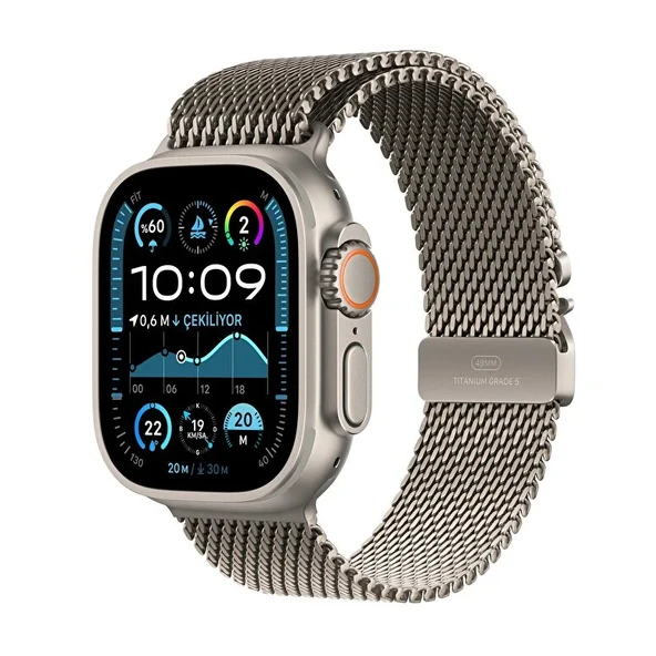 Apple Watch Ultra 2 GPS + Cellular 49mm Natural Titanium Case with Natural Titanium Milanese Loop - S ürün görseli