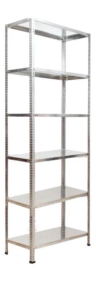 6 Katlı Tekerlekli Galvaniz Çelik Raf - Depo, Arşiv, Kiler, Dosya, Market Rafı  43x93 cm 175 cm 1.50 mm - Resim 4
