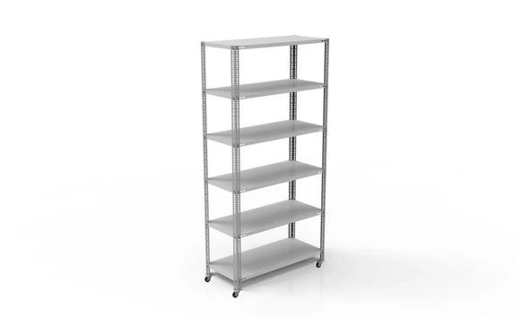 6 Katlı Tekerlekli Galvaniz Çelik Raf - Depo, Arşiv, Kiler, Dosya, Market Rafı  43x60 cm 150 cm 0.70 mm ürün görseli