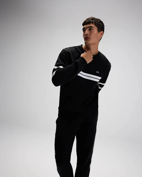 Ellesse Erkek Sweatshirt EM618-BK Black Black L - Resim 5