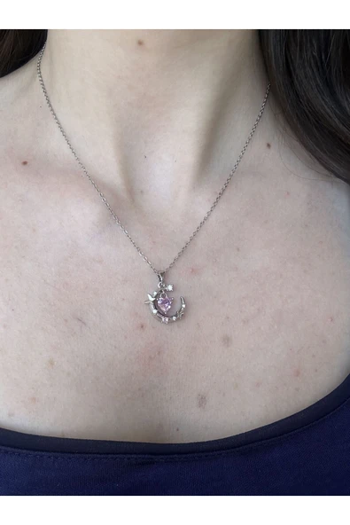 Atelier Emine Pembe Ay Kolye