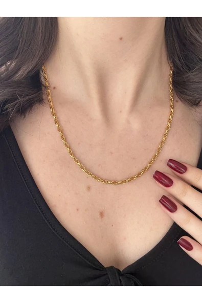 Atelier Emine İşlemeli Gold Zincir Kolye