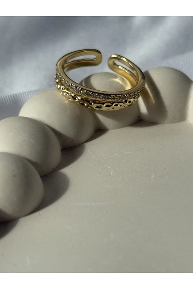 Atelier Emine Çift Sıra Gold Yüzük - 3