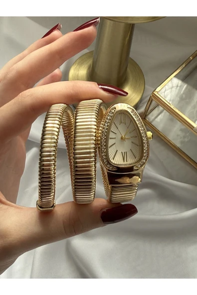 Atelier Emine Gold Taşlı Yılan Model Saat - 3