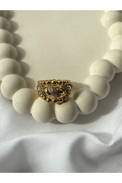 Atelier Emine Taşlı Burgulu Gold Yüzük - 3