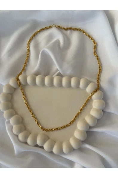 Atelier Emine İşlemeli Gold Zincir Kolye - 2