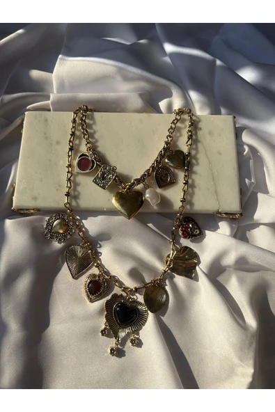 Atelier Emine Kalp Charmlı Vintage İkili Kolye - 2