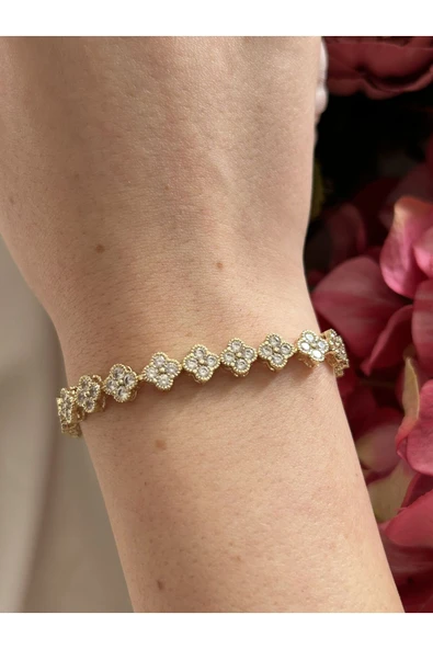 Atelier Emine Zirkon Yonca Tam Tur Bileklik ürün görseli 1