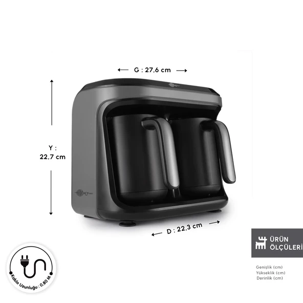 Karaca Hatır Hüp Düet Aroma İkili Türk Kahve Makinesi Space Gray - Resim 3