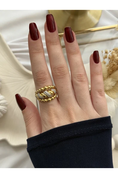 Atelier Emine Taşlı Burgulu Gold Yüzük