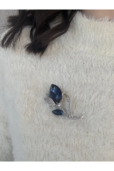 Atelier Emine Mavi Lale Motif Broş ürün görseli 1