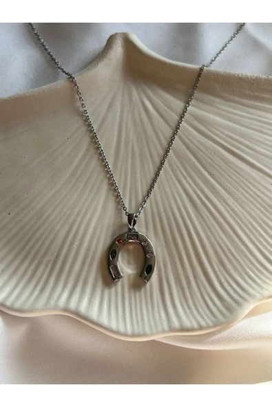 Atelier Emine Silver Taşlı Nal Kolye - 2