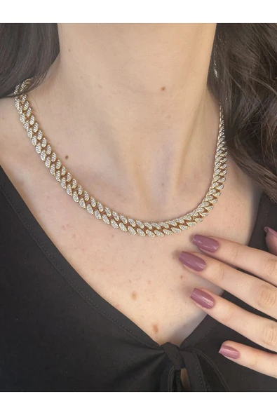 Atelier Emine Gold Taşlı VIP Zincir Kolye - 2