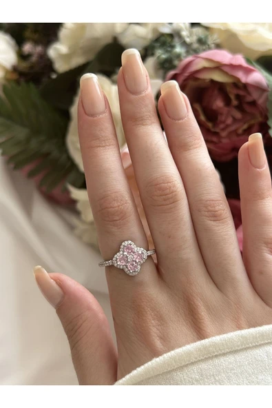 Atelier Emine Zirkon Pembe Yonca Yüzük ürün görseli 1