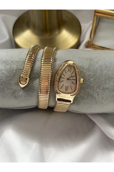 Atelier Emine Gold Taşlı Yılan Model Saat - 4