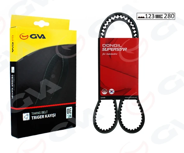 GVA 58123280 TRİGER KAYIŞI EKSANTRİK KAYIŞI HYUNDAI ACCENT ADMIRE GETZ 1.5L D3EA 02-05 / TUCSON SANTAFE 2.0L 2.2L D4EA D4EB 04-09 / SONATA 2.0L 06-11 / KIA SPORTAGE 2.0L D4EA 04-10 123x280 2431227000- ürün görseli 1
