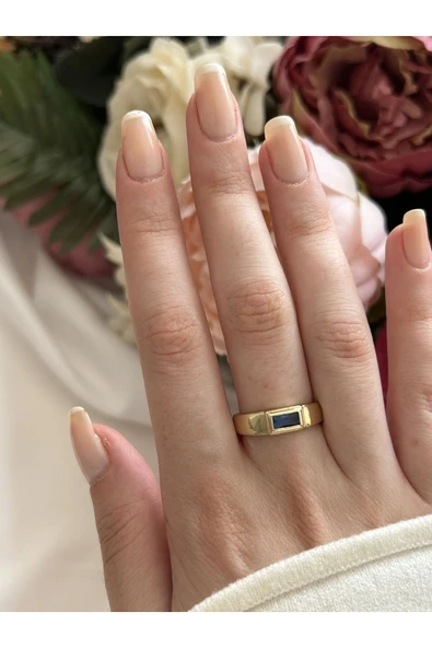 Atelier Emine Mavi Taşlı Retro Yüzük ürün görseli 1