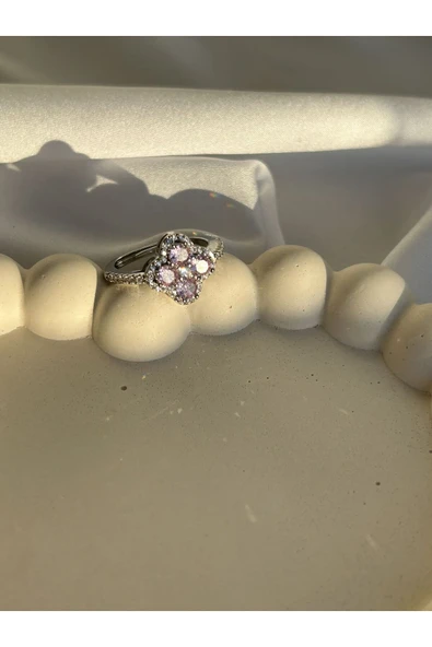 Atelier Emine Zirkon Pembe Yonca Yüzük - Resim 2