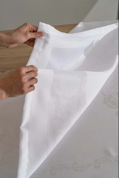 Jumbo Jakar Beyaz Sıvı İtici Leke Tutmaz Masa Örtüsü 160x220 cm - Resim 8