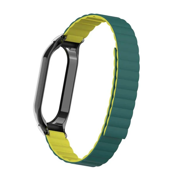 TechnoGuru Xiaomi Mi Band 7 Kordon Mıknatıslı Pu Deri Şık KRD69 - Resim 3