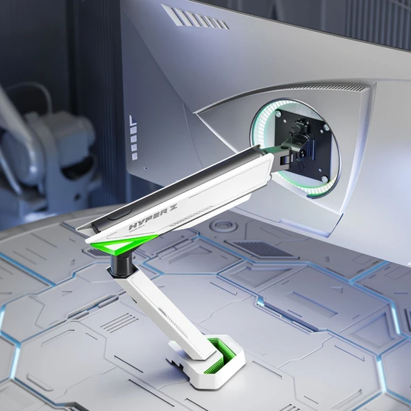 NPO STD93012LW Elysium  17"-45" Profesyonel Gaming RGB Amortisörlü VESA Tek Kol Monitör Tutucu - Resim 5