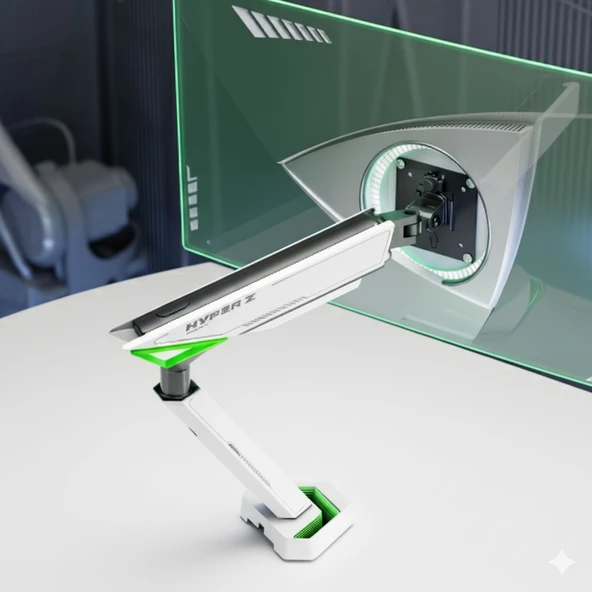 NPO STD93012LW Elysium  17"-45" Profesyonel Gaming RGB Amortisörlü VESA Tek Kol Monitör Tutucu - Resim 8