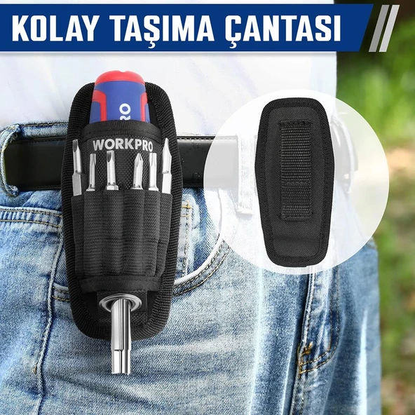 WORKPRO WP221306 15-IN-1 Çok Fonksiyonlu Değişken Uçlu Profesyonel Tornavida Seti + Bel Askı Kılıfı - Resim 5