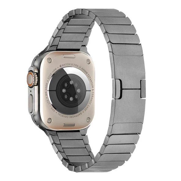 TechnoGuru Apple Watch 38mm Kordon Çizgi Tasarımlı Şık Metal KRD82 - Resim 2