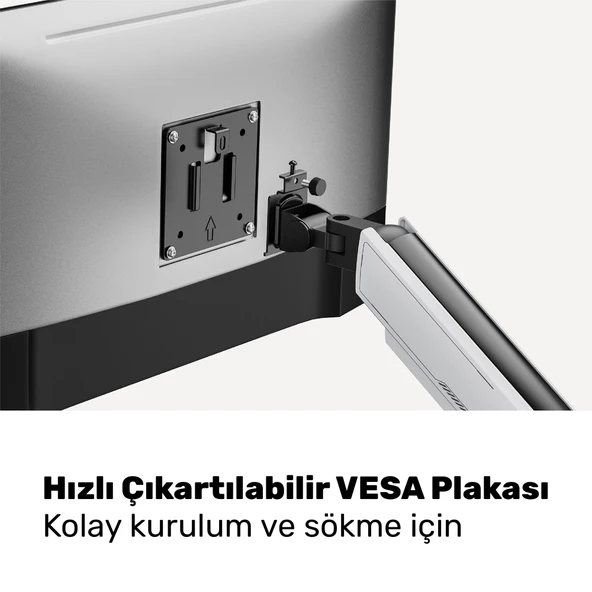 NPO STD93012LW Elysium  17"-45" Profesyonel Gaming RGB Amortisörlü VESA Tek Kol Monitör Tutucu - Resim 6