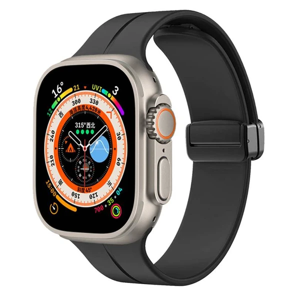 TechnoGuru Apple Watch Ultra 49mm Kordon Metal Tokalı Esnek Silikon KRD84 ürün görseli