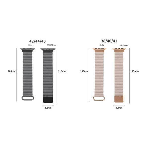 TechnoGuru ​​​Apple Watch 44mm Kordon Şık Manyetik Tokalı PU Deri Strap Kayış KRD78 - Resim 3