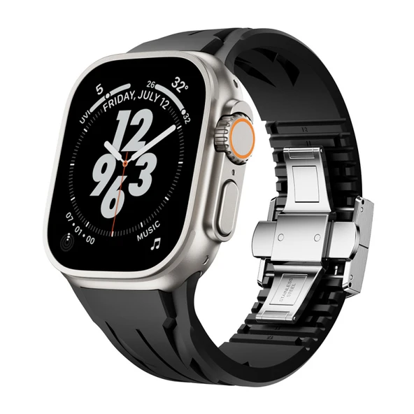 TechnoGuru Apple Watch Ultra 49mm Kordon Metal Tokalı Kesilebilir Silikon KRD127 ürün görseli