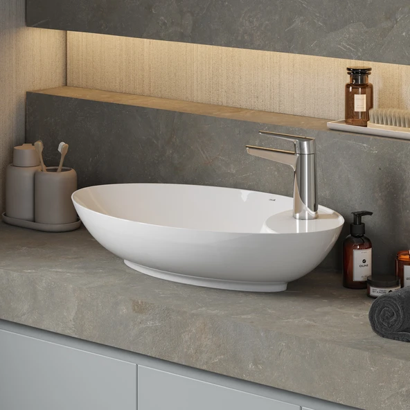 Creavit PR065 Petra 65 cm Tezgah Üstü Oval Lavabo ürün görseli