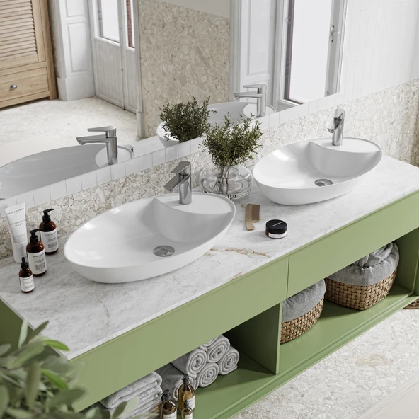 Creavit PR065 Petra 65 cm Tezgah Üstü Oval Lavabo - Resim 2