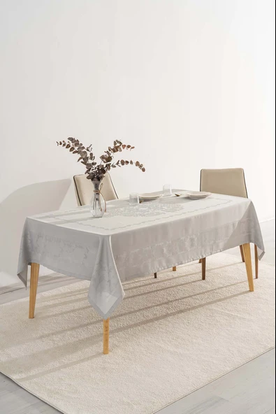 Jumbo Jakar Gri Sıvı İtici Leke Tutmaz Masa Örtüsü 160x220 cm - Resim 2