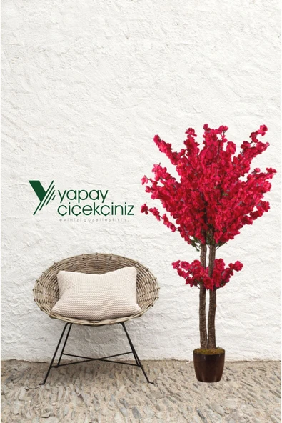 Siyah Renkli Saksıda 120 cm Vişne Renkli Yapay JaponBahardalı Ağacı - Resim 3