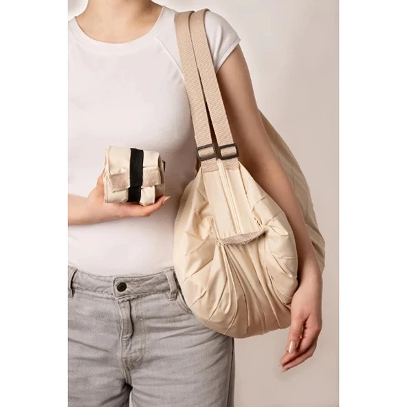 MDB Krem Rengi Katlanabilir Seyahat Çantası ürün görseli