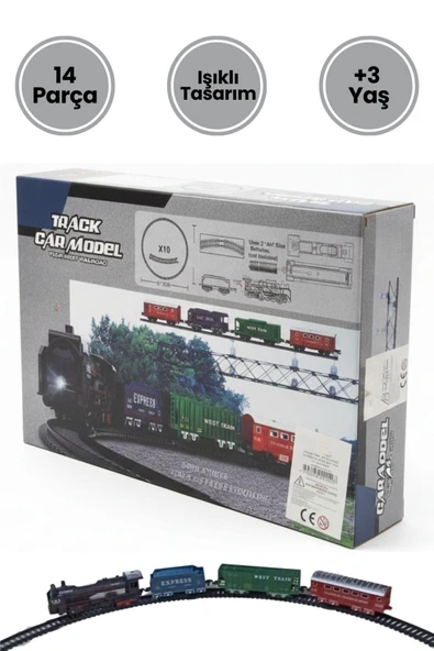 Pilli, Işıklı 14 Parça Oyuncak Tren SETİ - Track Car Model - Resim 4