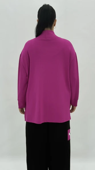 Büyük Beden Geniş Kalıp Çiçek Fiyonklu Hakim Yaka Kadın Eşofman Takımı - Resim 4