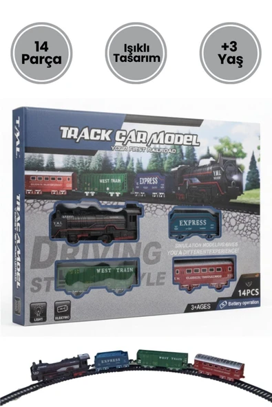 Pilli, Işıklı 14 Parça Oyuncak Tren SETİ - Track Car Model ürün görseli 1