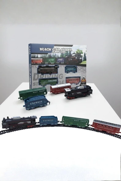 Pilli, Işıklı 14 Parça Oyuncak Tren SETİ - Track Car Model - Resim 3