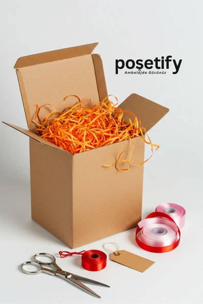 POŞETİFY Premium Kırpık Kâğıt Dolgu – 250 gr | Turuncu | Estetik Ambalaj | Koruyucu Paketleme Kâğıdı - Resim 4