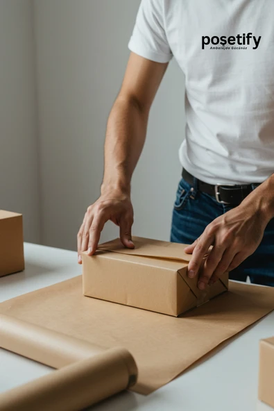 POŞETİFY Düz Kraft Paketleme Kağıdı 200’lu | 70x100 cm | Çok Amaçlı Ambalaj Kâğıdı - Resim 5