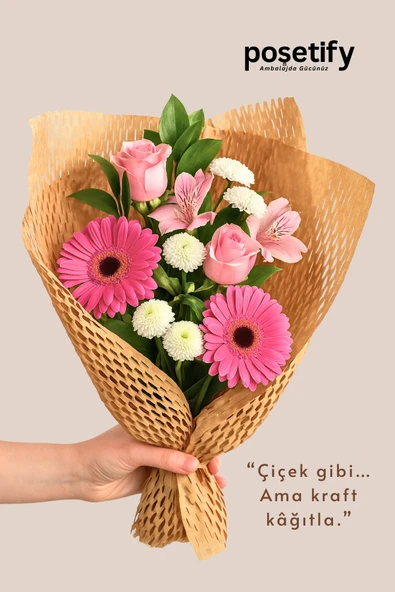 POŞETİFY Petek Dolgu Ambalaj Kağıdı 50cm x 5m | Esnek Kraft Paketleme ve Koruyucu Dolgu Kağıdı - Resim 3