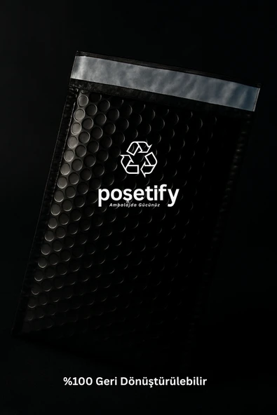 POŞETİFY Balonlu Siyah Kargo Poşeti 35x45+5 cm | 140 gr Bantlı Patpatlı Kargo Poşeti | 50’li E-Ticaret Poşeti - Resim 4