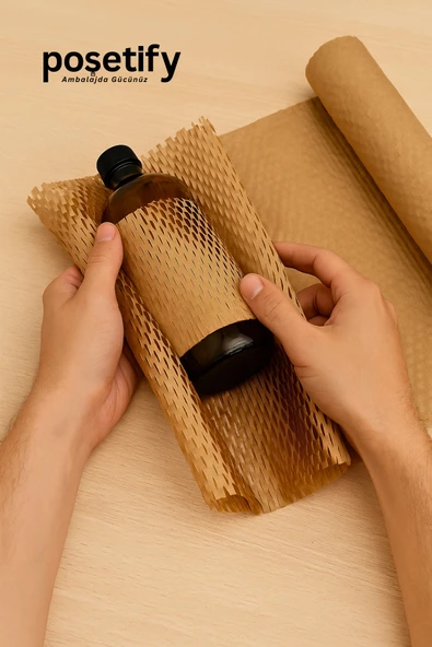 POŞETİFY Petek Dolgu Ambalaj Kağıdı 38cm x 10m | Esnek Kraft Paketleme ve Koruyucu Dolgu Kağıdı - Resim 4