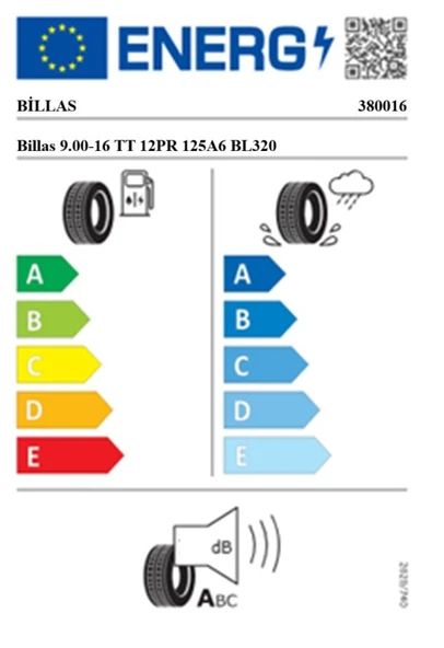 Billas 9.00-16 TT 12PR 125A6 BL320 Römork Lastiği (Üretinm Tarihi:2024) - Resim 2