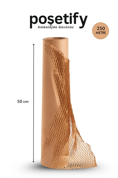 POŞETİFY Petek Dolgu Ambalaj Kağıdı 50cm x 250m | Esnek Kraft Paketleme ve Koruyucu Dolgu Kağıdı ürün görseli